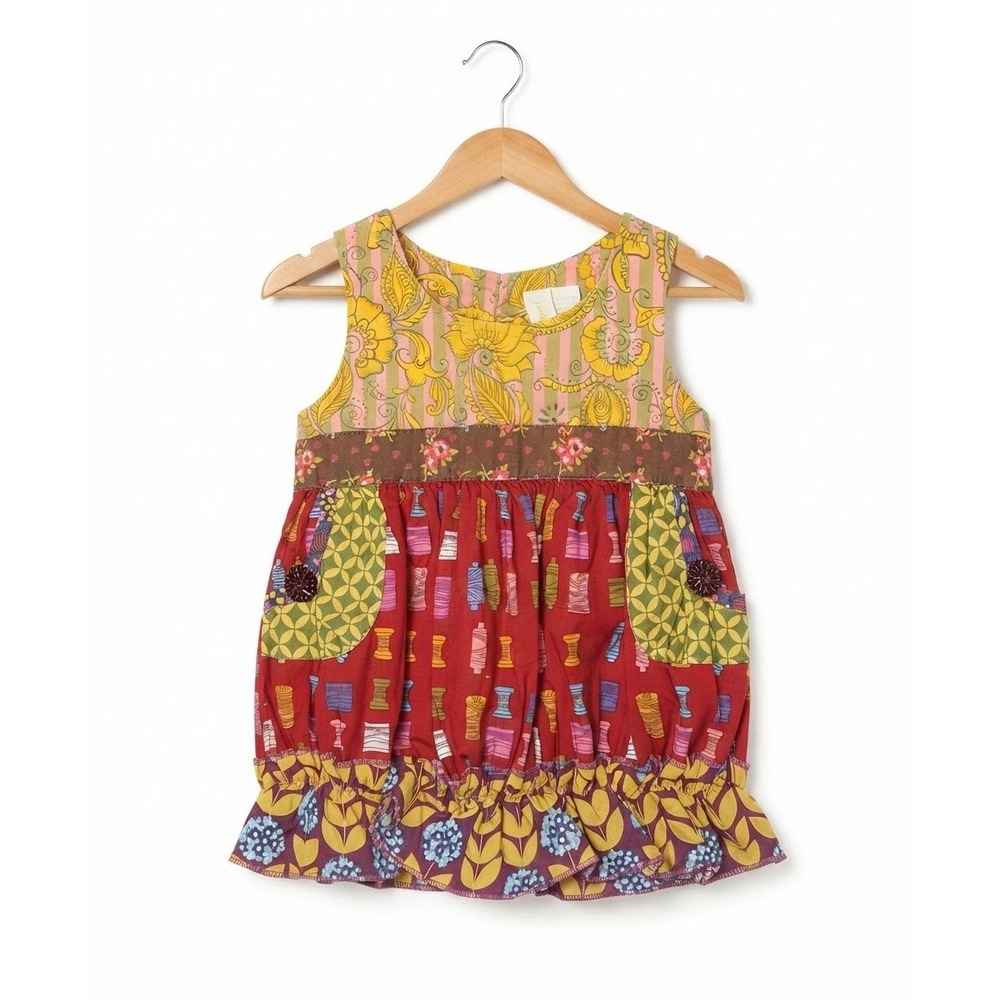 Matilda Jane Paint by Numbers Tunic Dress Top Girls 4 Red Floral Spool Mixed